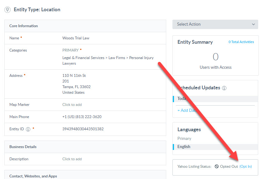 Yahoo Listing Opt-in